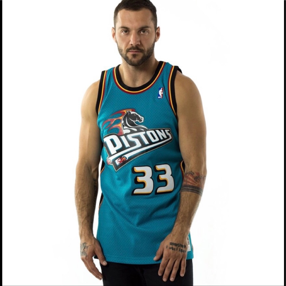 NBA Authentic 90’s Pistons Hill 33 jersey size 48 NWT!